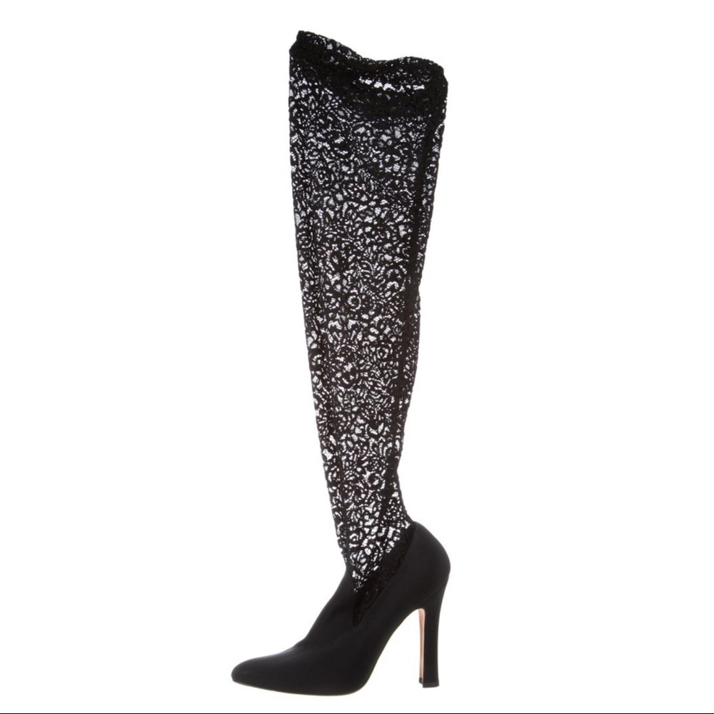 Manolo Blahnik Sexy Lace Over the Knees Boots
